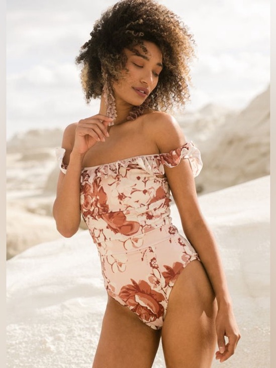 Joyfolie Other - NWT Joyfolie Evie Neutral Floral One Piece Swimsuit size XL